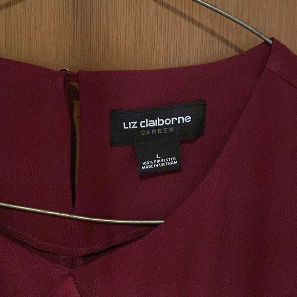 Liz Claiborne career sleeveless blouse size L color burgundy wine - Picture 2 of 8